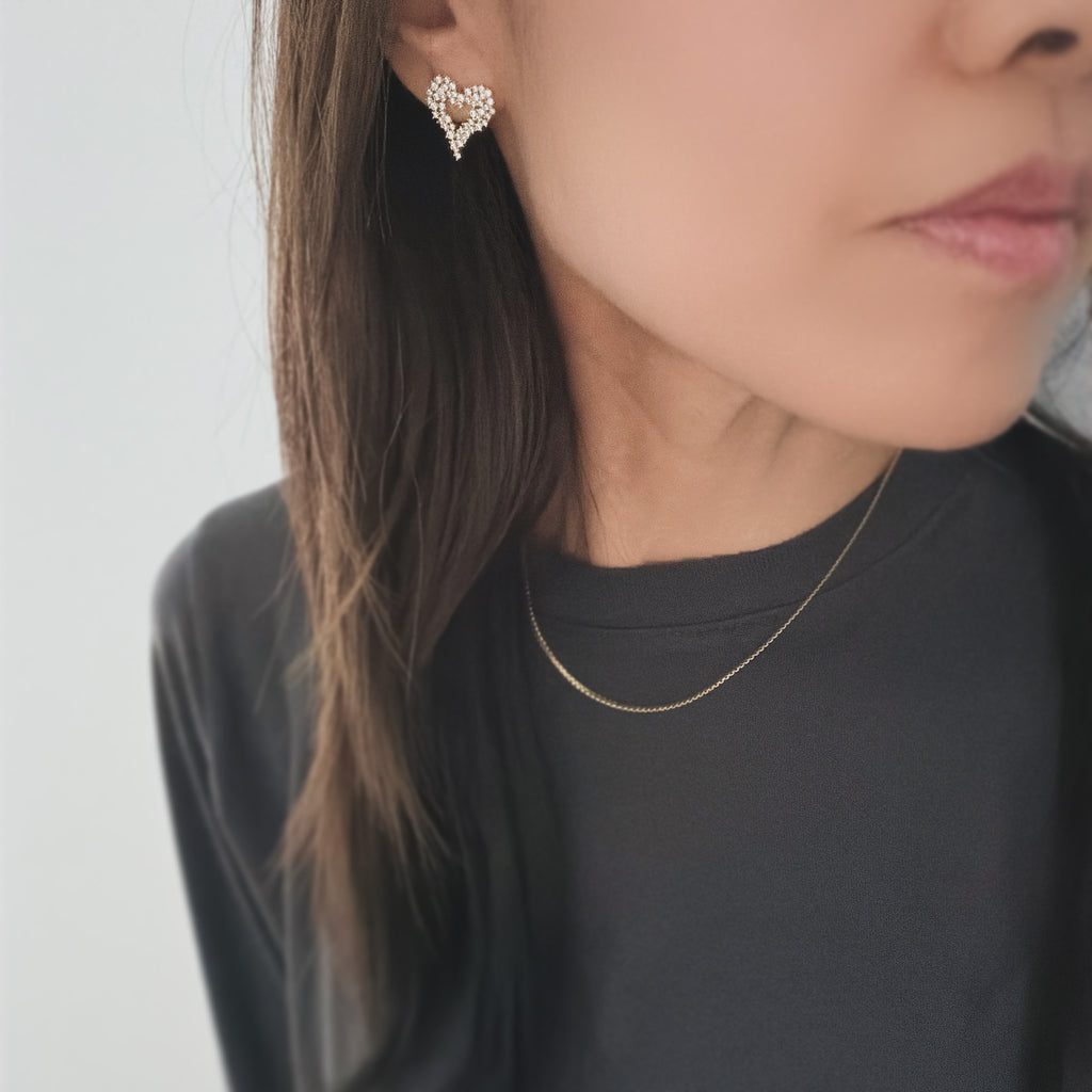 Encrusted Heart Earrings