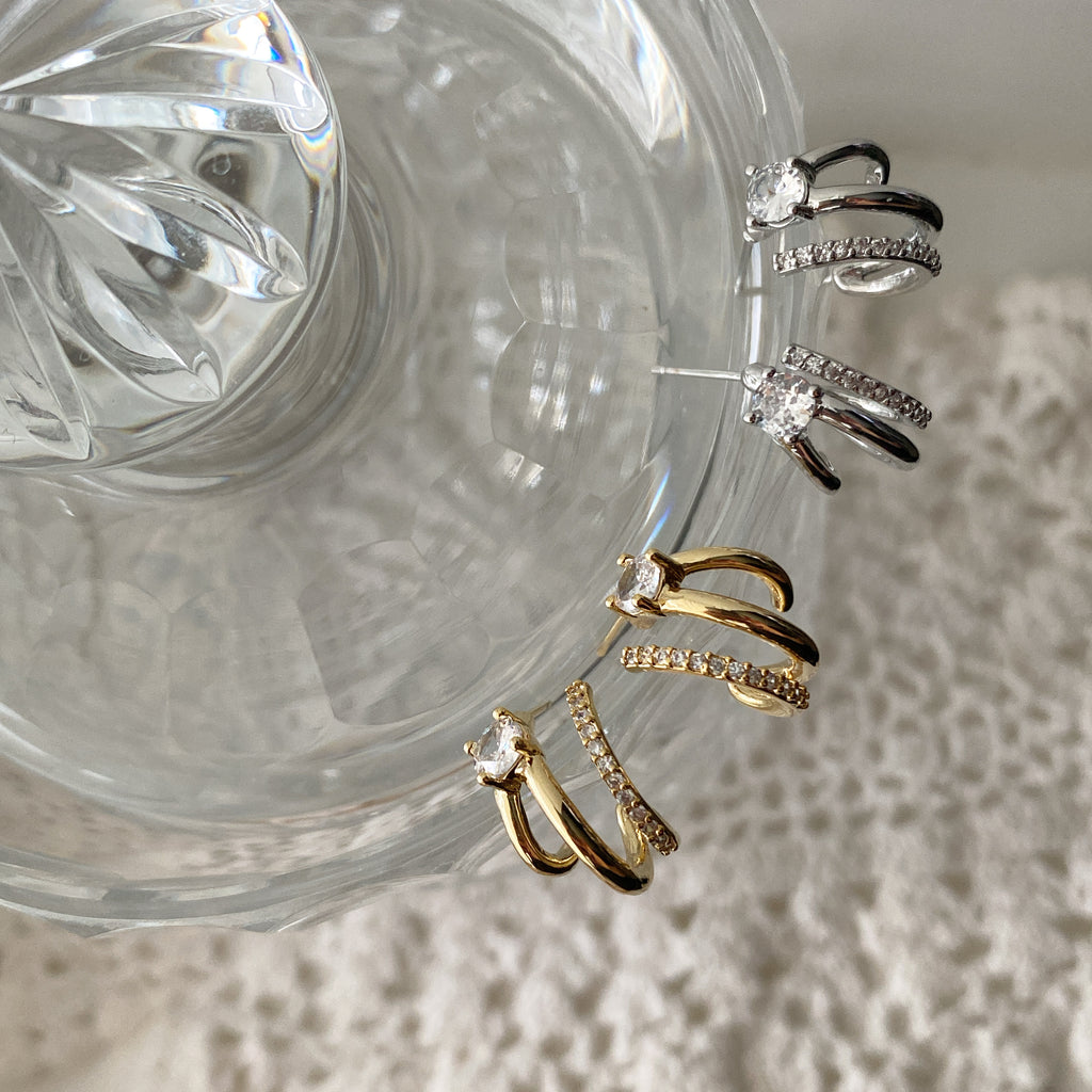 Pavé Cubic Grip Earrings