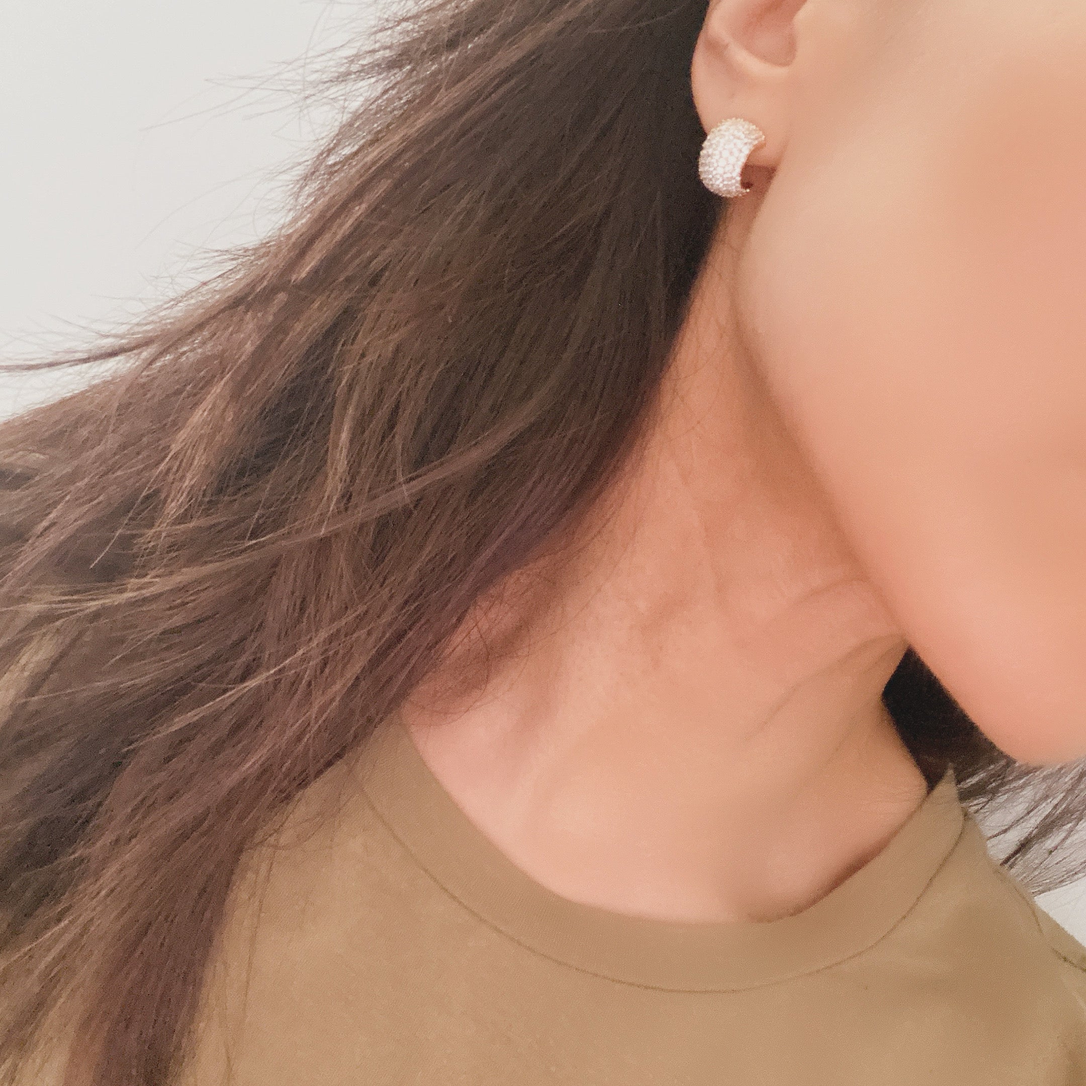 Pavé Chunky Rondelle Hoop Earrings