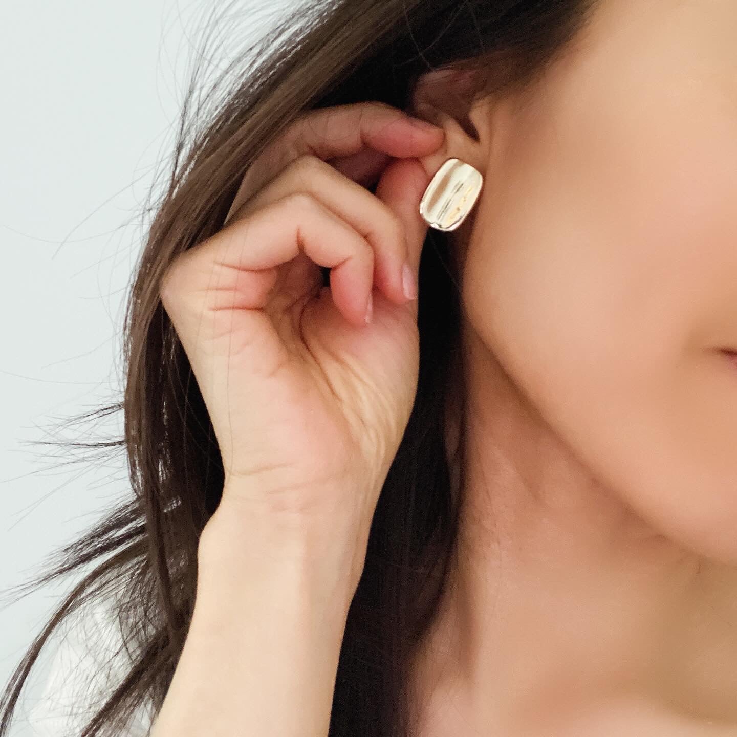 Rectangle Button Earrings