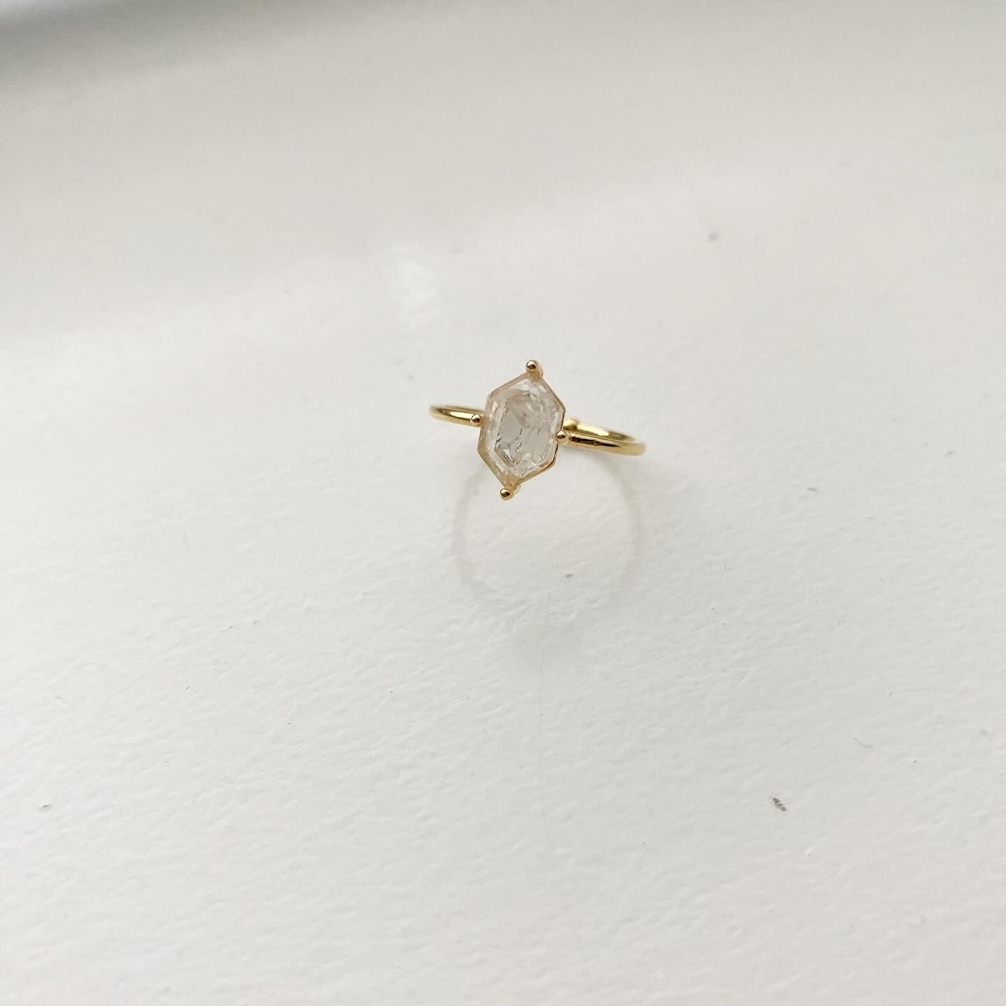 Hexagon (Cracked Cubic) Alabaster Ring