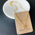 Forget Me Not Bow (Double Strand) Necklace