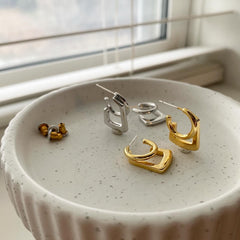Hoop and Square Together Earrings