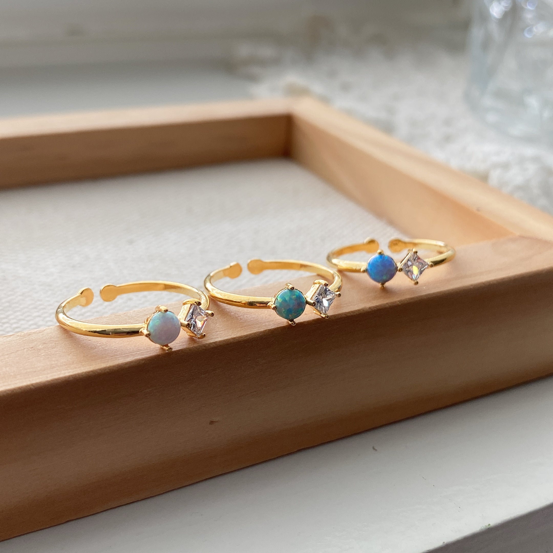 Opal CZ Duo Ring