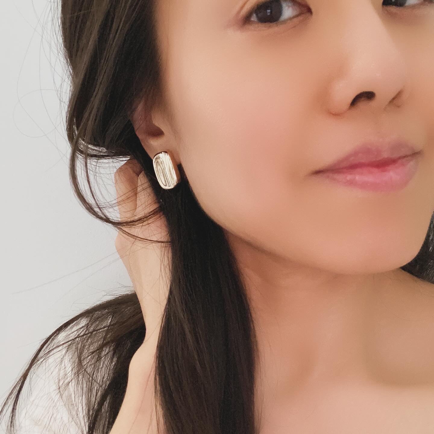 Rectangle Button Earrings