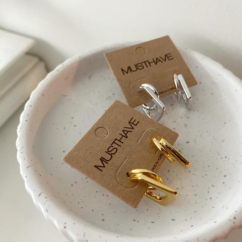 Hoop and Square Together Earrings