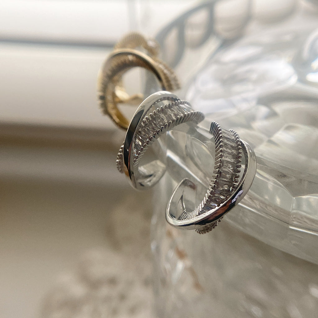 Baguette Criss Cross Hoop Earrings