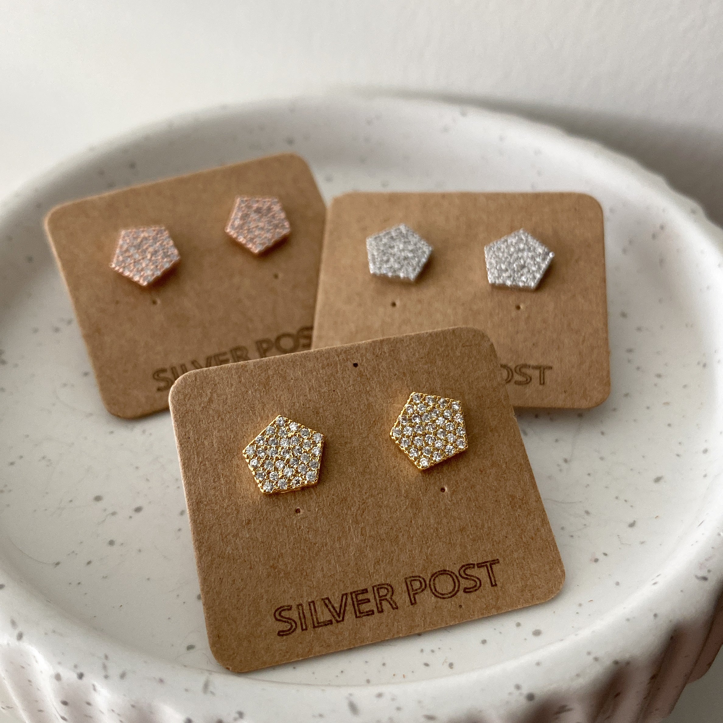 Pavé Pentagon Earrings