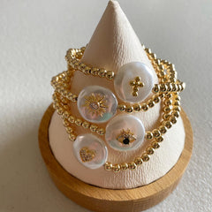 Beaded Pearl Disc Bracelet