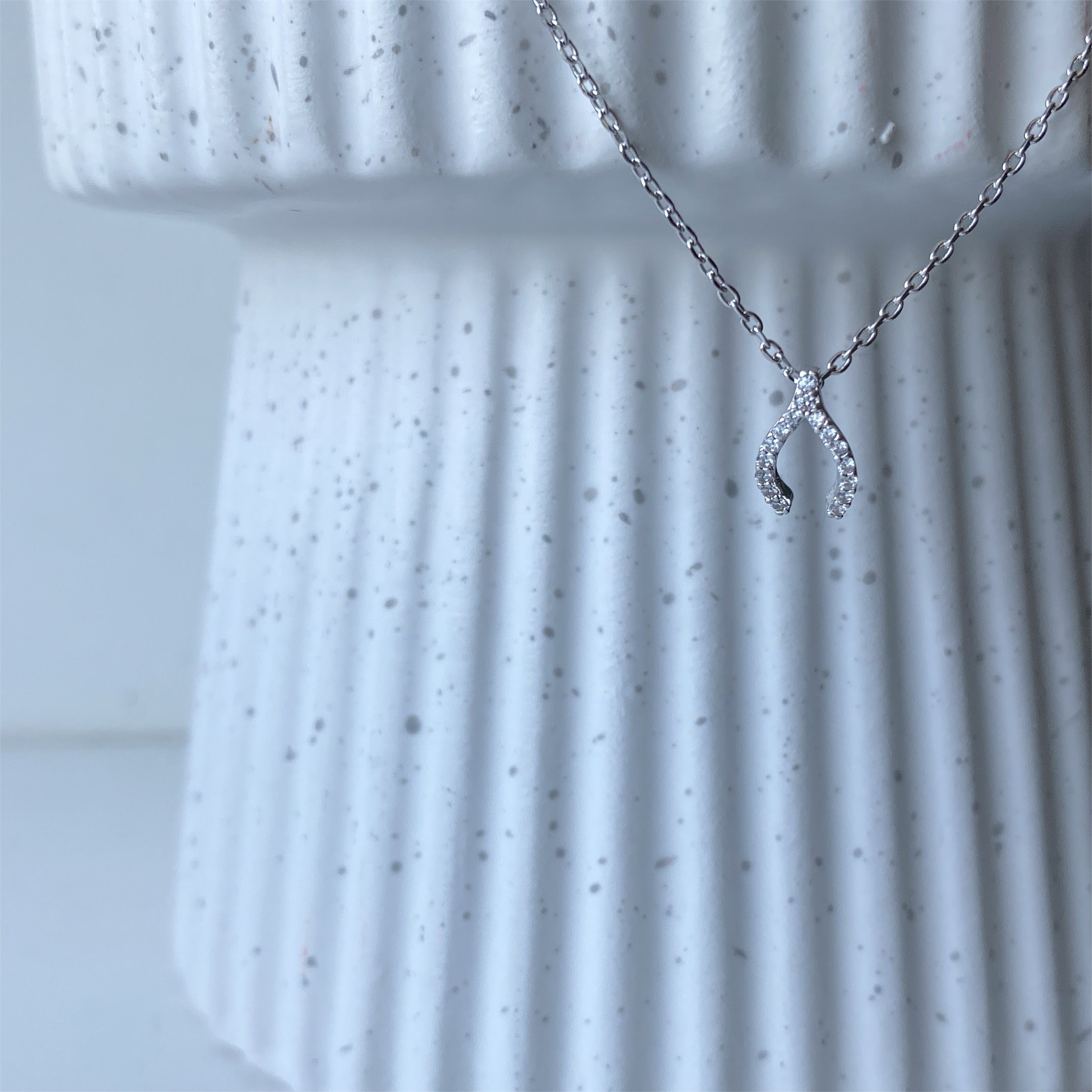 Pavé Wishbone Necklace