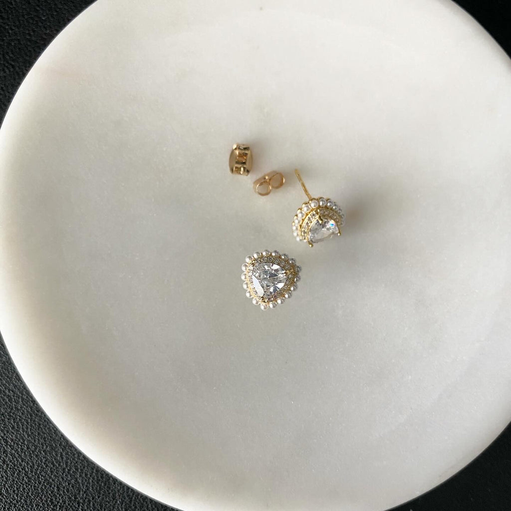Mirror Mirror Pearl Triangle Earrings