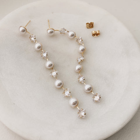 Pearl Linear Drop (Freshwater Pearl) Earrings