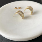 Milky Pavé Double Hoop Earrings