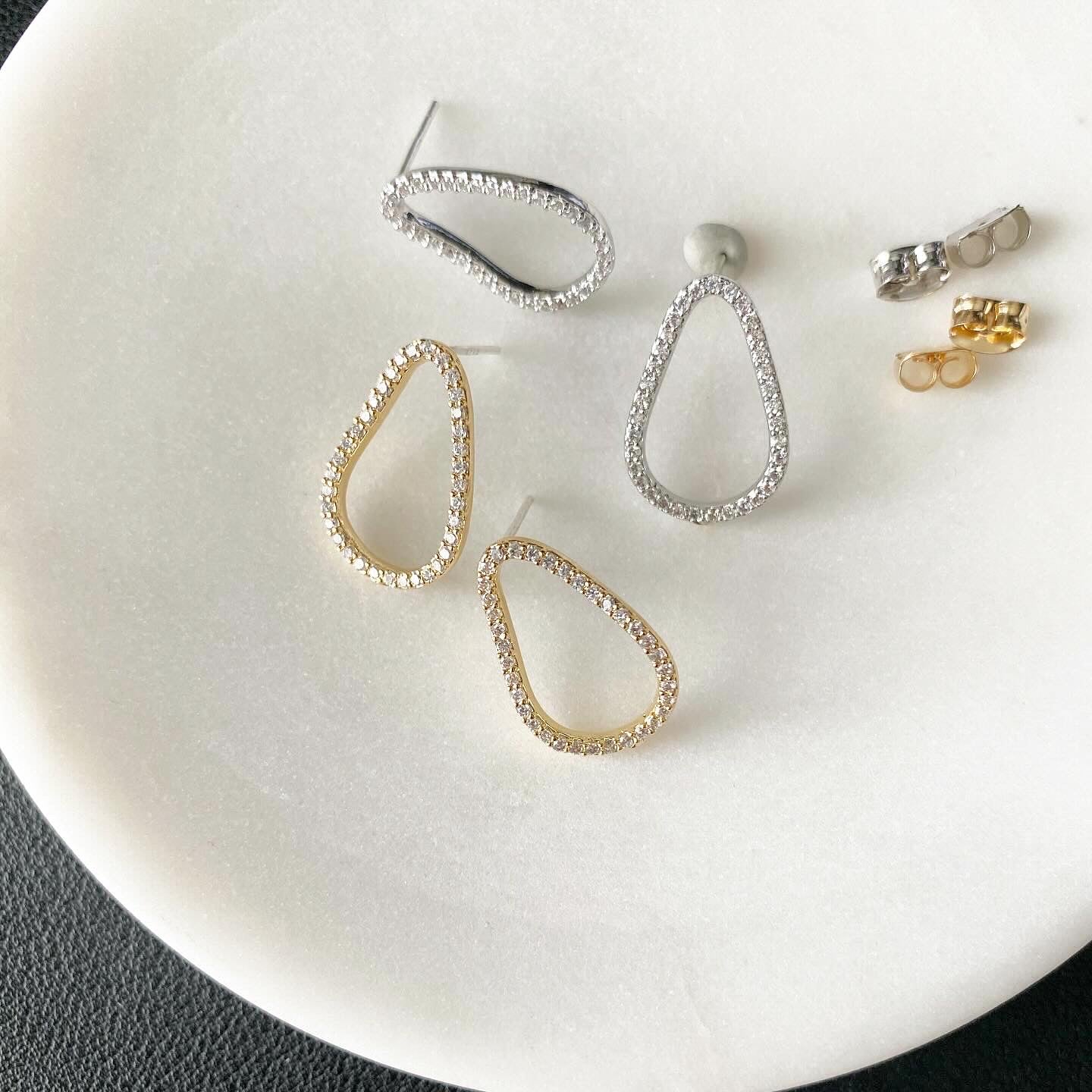 Pavé Open Pear Earrings