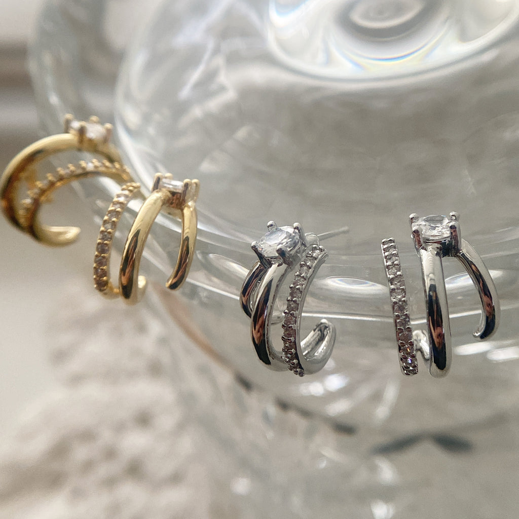 Pavé Cubic Grip Earrings