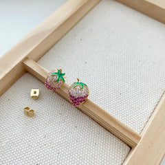 Fruit Earrings - Strawberry Sparkle