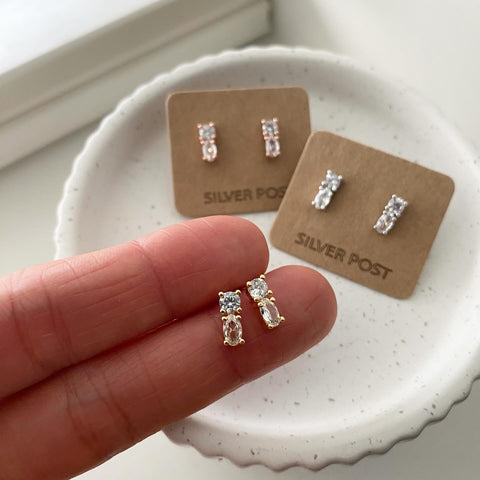 Circle and Oval CZ Earrings