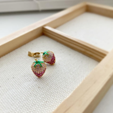 Fruit Earrings - Strawberry Sparkle