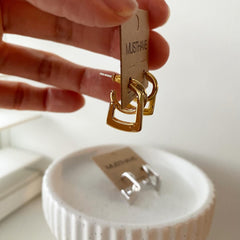 Hoop and Square Together Earrings