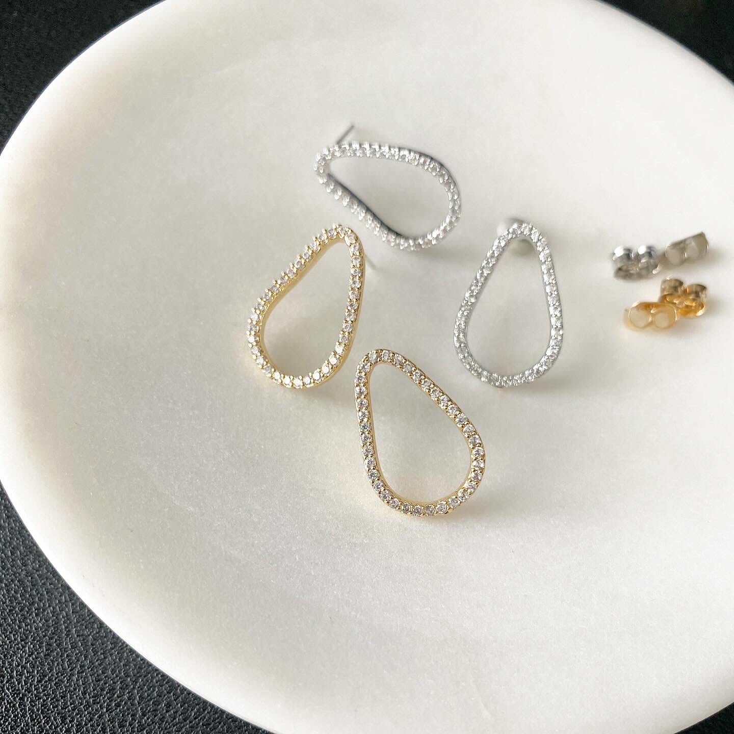 Pavé Open Pear Earrings