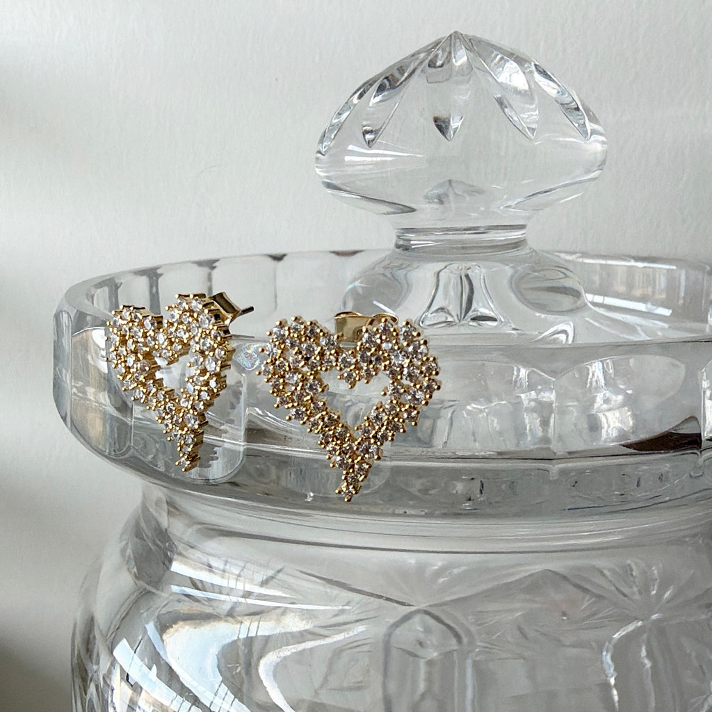 Encrusted Heart Earrings