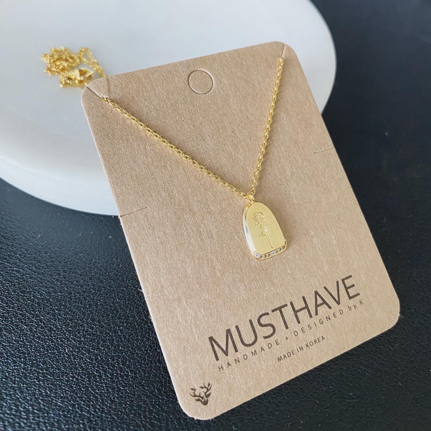 Rose Plaque Necklace