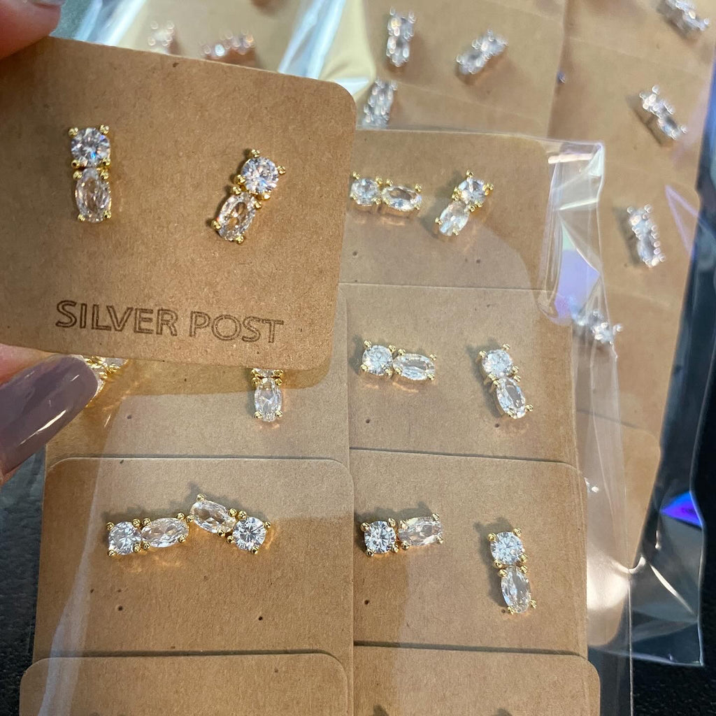 Circle and Oval CZ Earrings