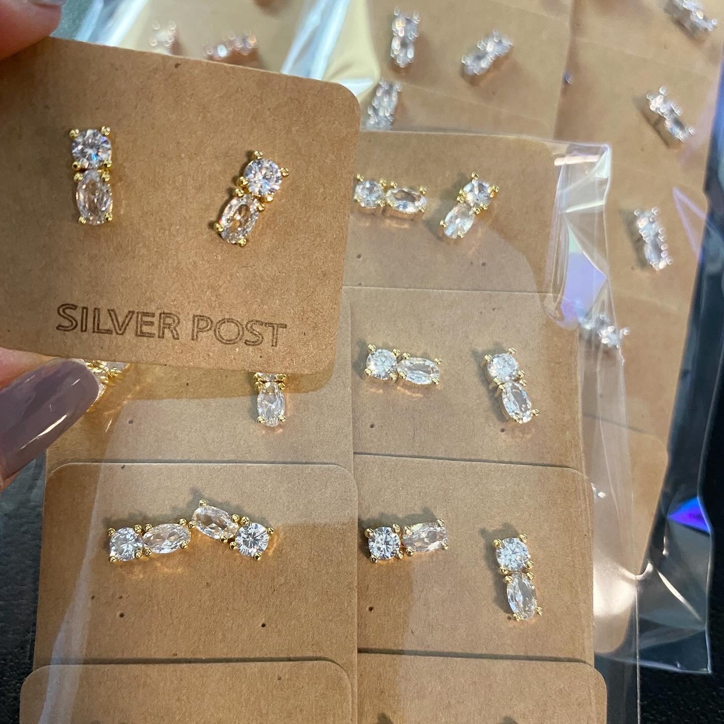 Circle and Oval CZ Earrings