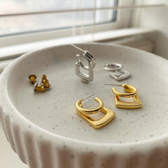 Hoop and Square Together Earrings