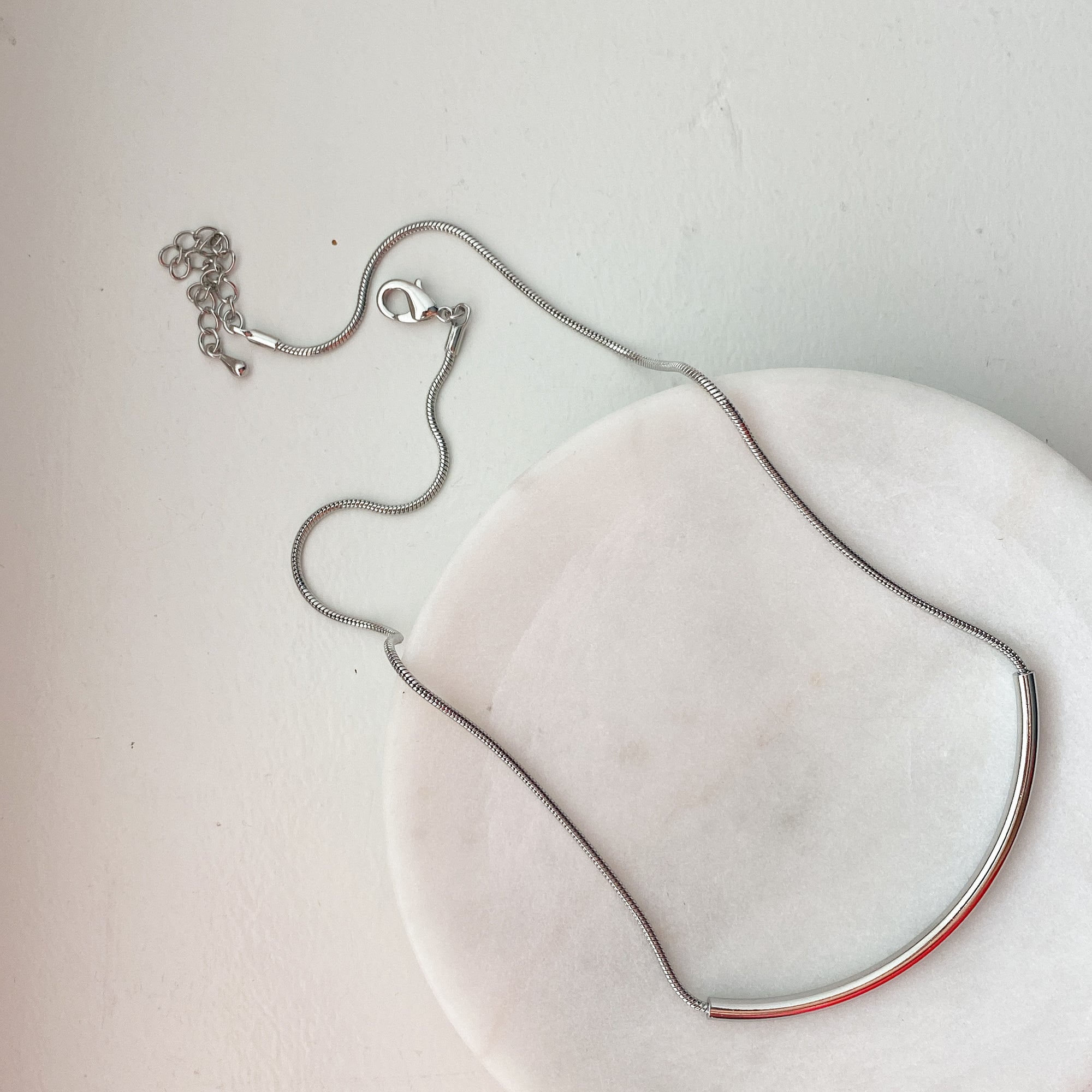 Curved Tube Bar Necklace