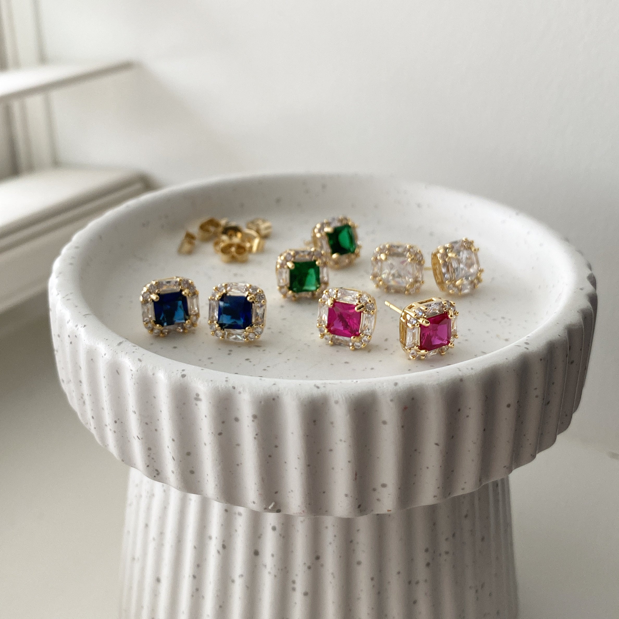 Square Glitz CZ Earrings