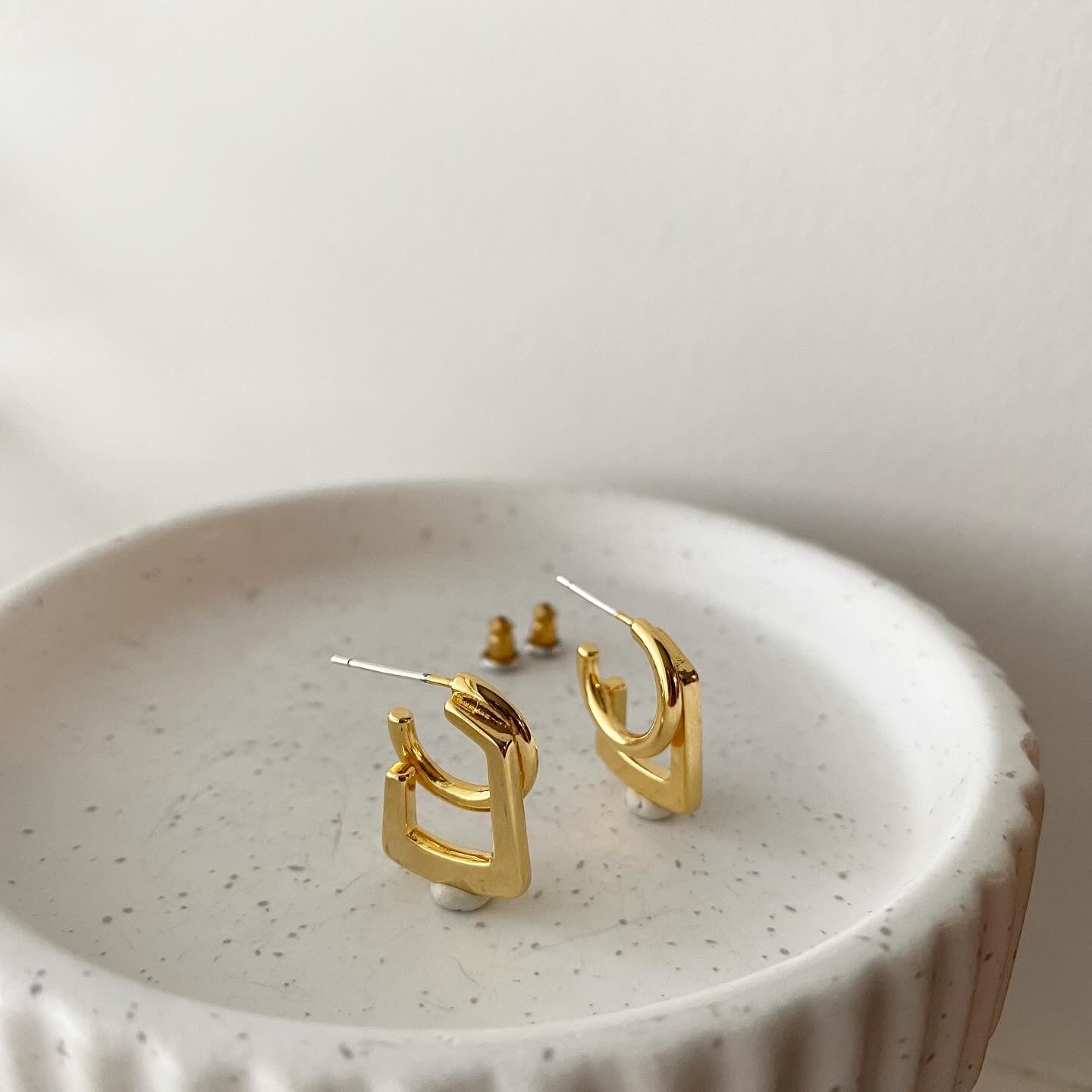 Hoop and Square Together Earrings