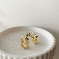 Hoop and Square Together Earrings