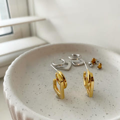 Hoop and Square Together Earrings