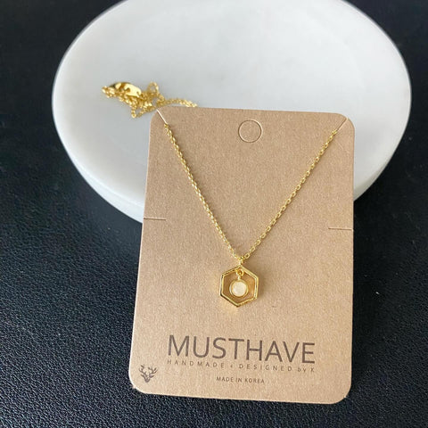 Moonstone Levitate Hexagon Necklace