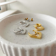 Hoop and Square Together Earrings