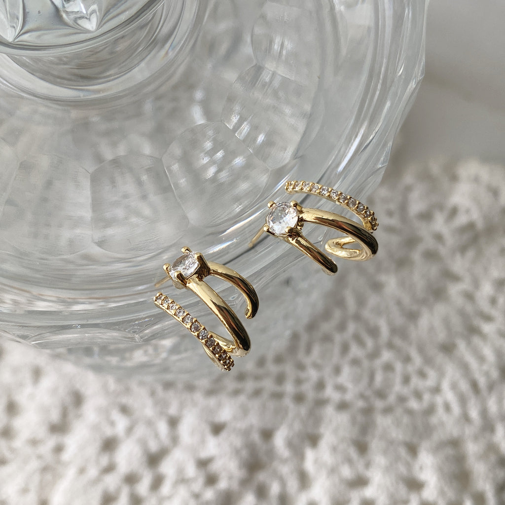Pavé Cubic Grip Earrings