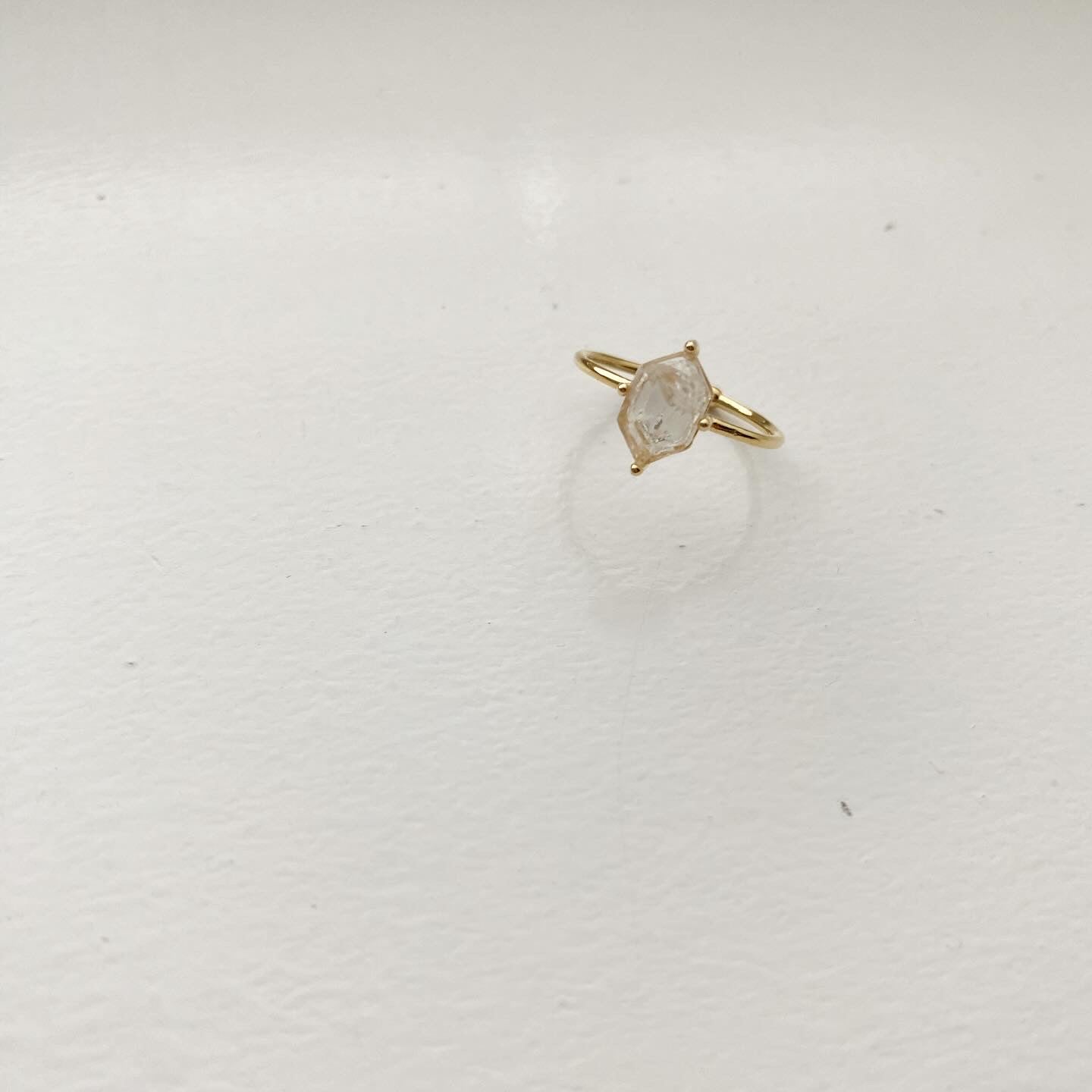 Hexagon (Cracked Cubic) Alabaster Ring