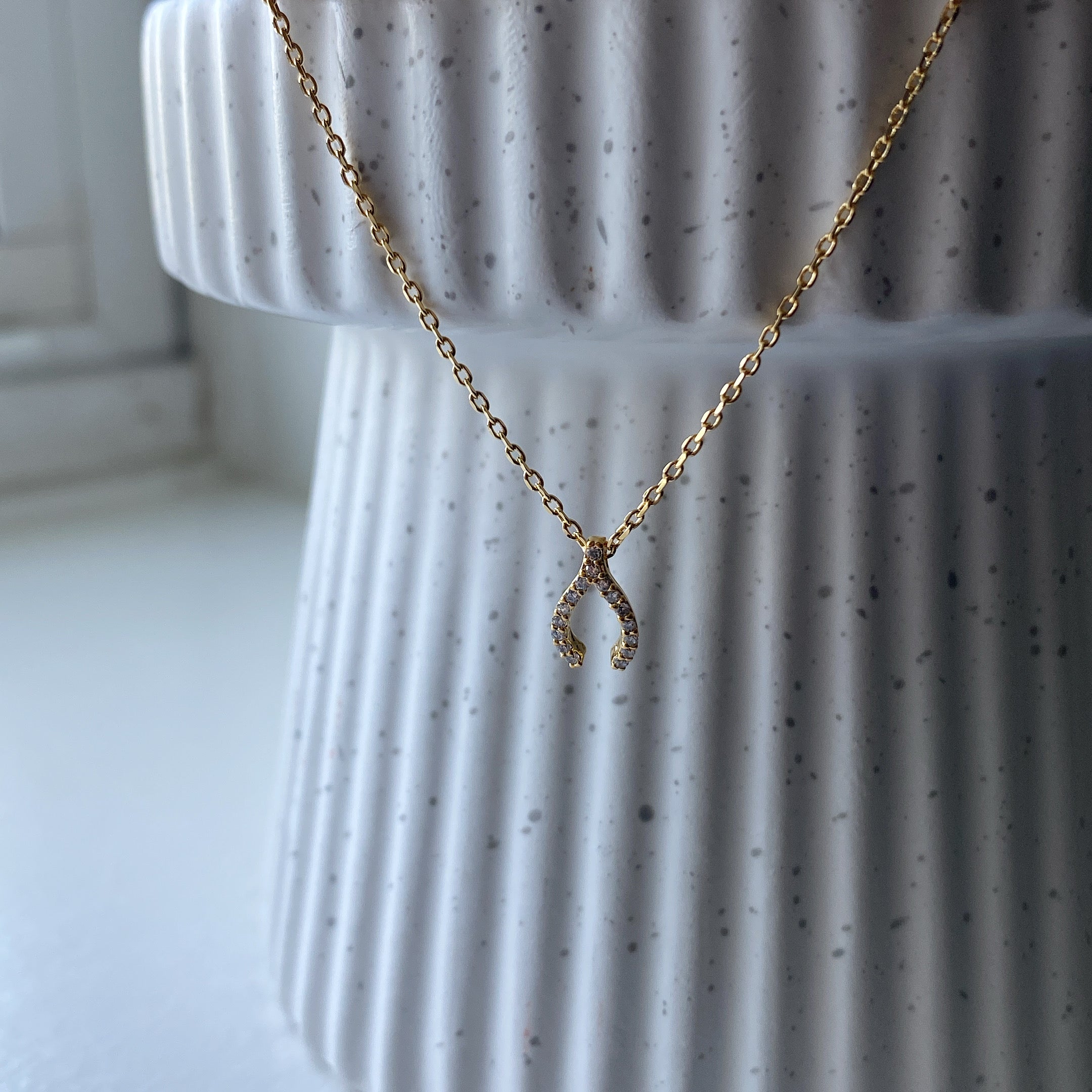 Pavé Wishbone Necklace
