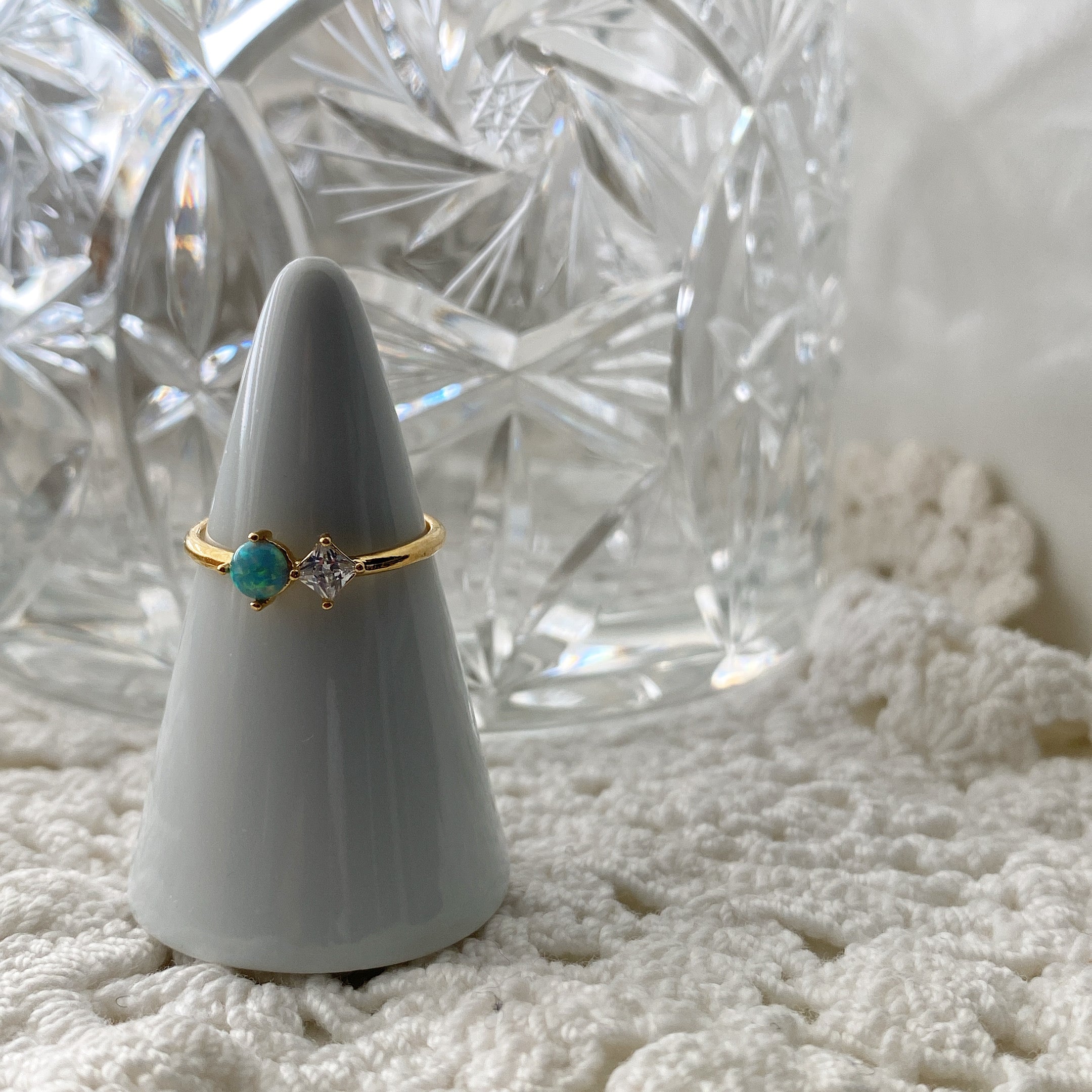 Opal CZ Duo Ring