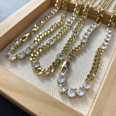 CZ Bezel Station Necklace