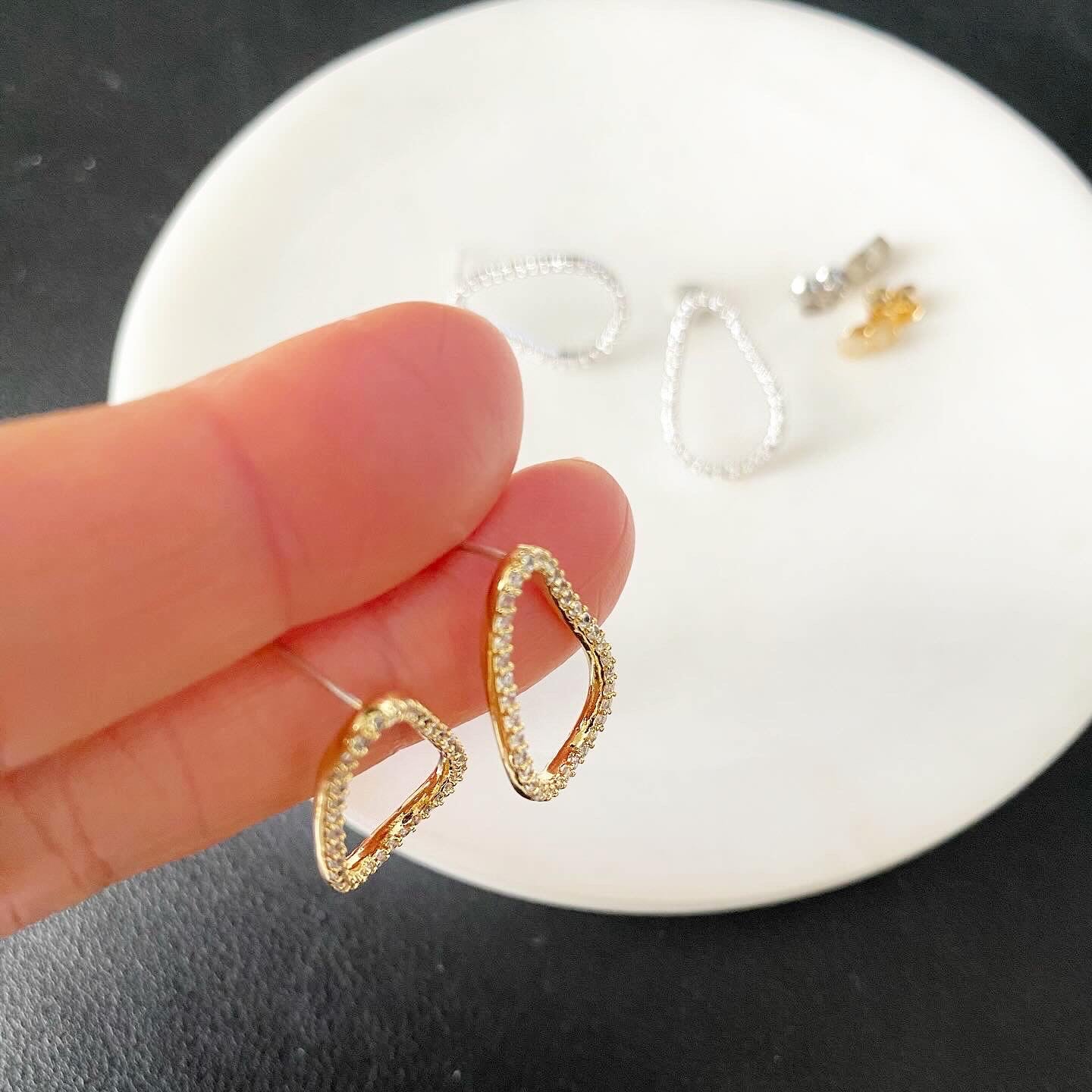 Pavé Open Pear Earrings