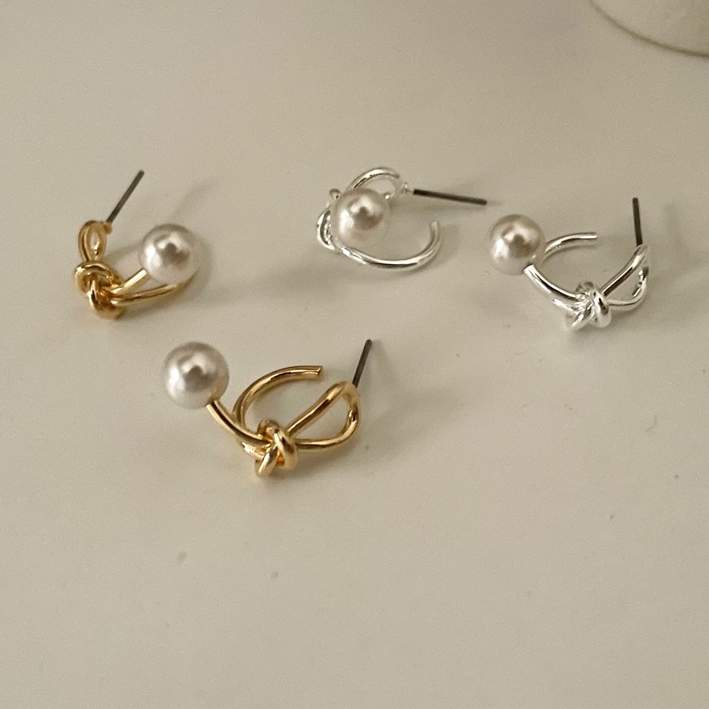 Knotted Pearl Drop Earrings