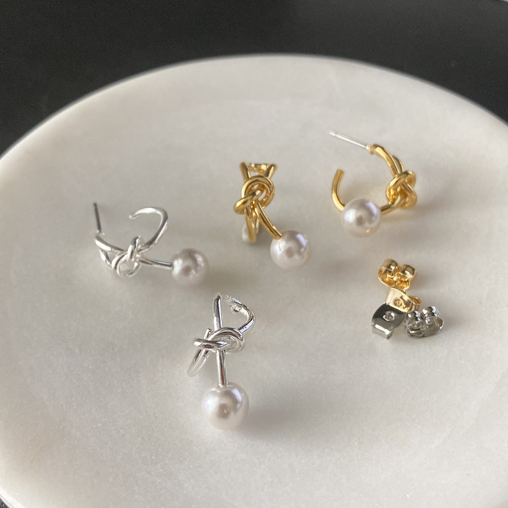 Knotted Pearl Drop Earrings