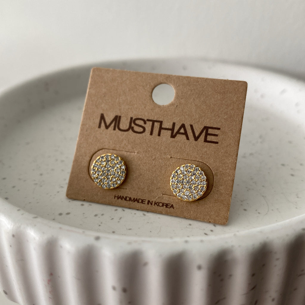 Pavé Disc Earrings