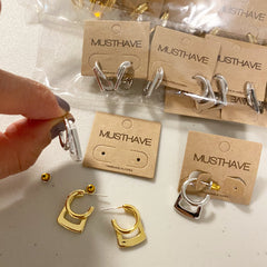 Hoop and Square Together Earrings