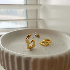 Hoop and Square Together Earrings
