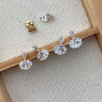 Cubic Oval Drop Earrings