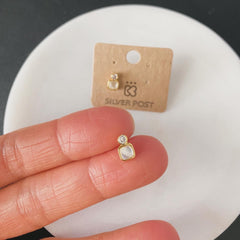 CZ Dot Square (MOP) Earrings