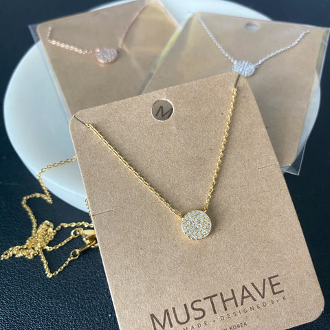 Pave Disc Necklace